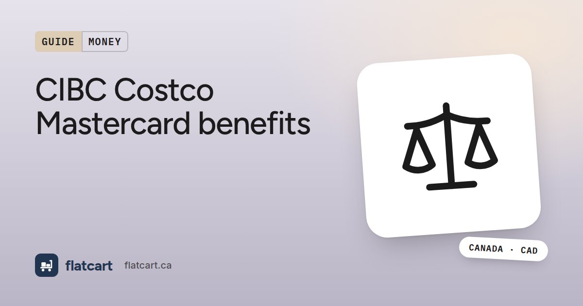 Illustration of a balance scale beside the title "CIBC Costco Mastercard benefits"