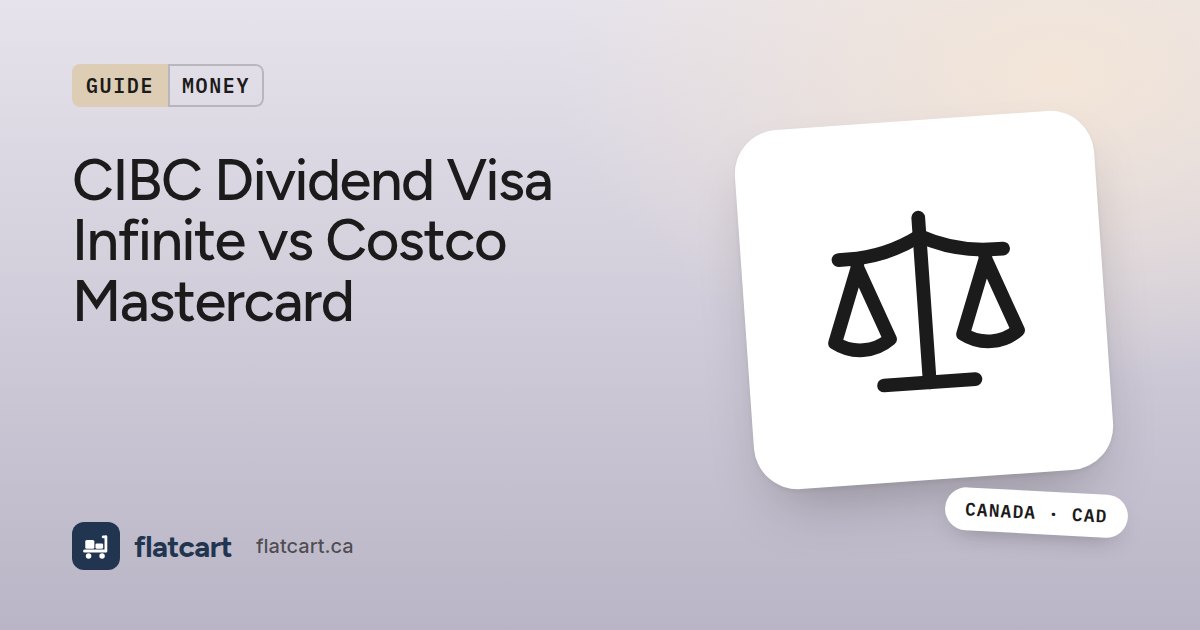Illustration of a balance scale beside the title "CIBC Dividend Visa Infinite vs Costco Mastercard"