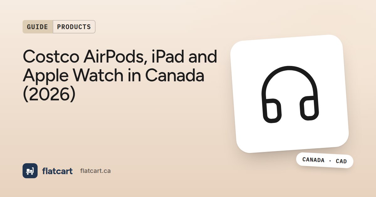 Illustration of headphones beside the title "Costco AirPods, iPad and Apple Watch in Canada (2026)"