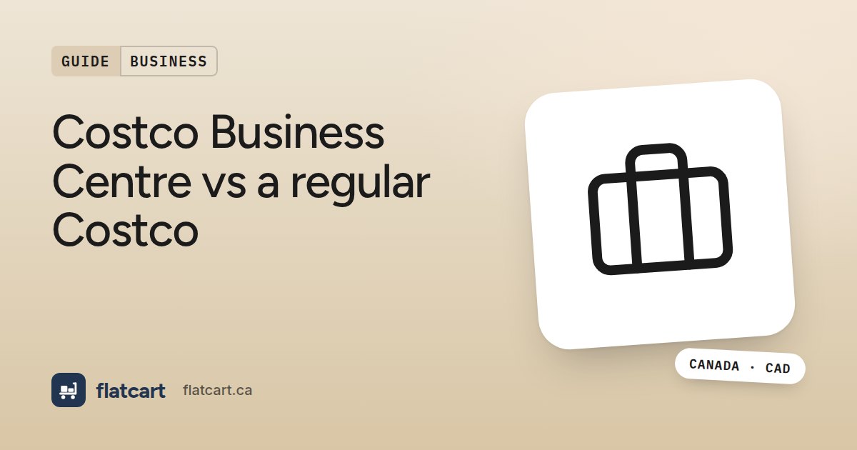 Illustration of a briefcase beside the title "Costco Business Centre vs a regular Costco"