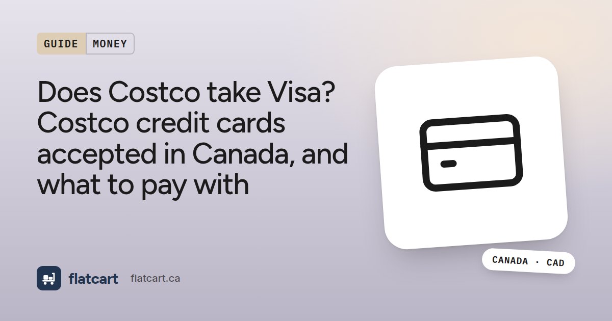 Illustration of a payment card beside the title "Does Costco take Visa? Costco credit cards accepted in Canada, and what to pay with"