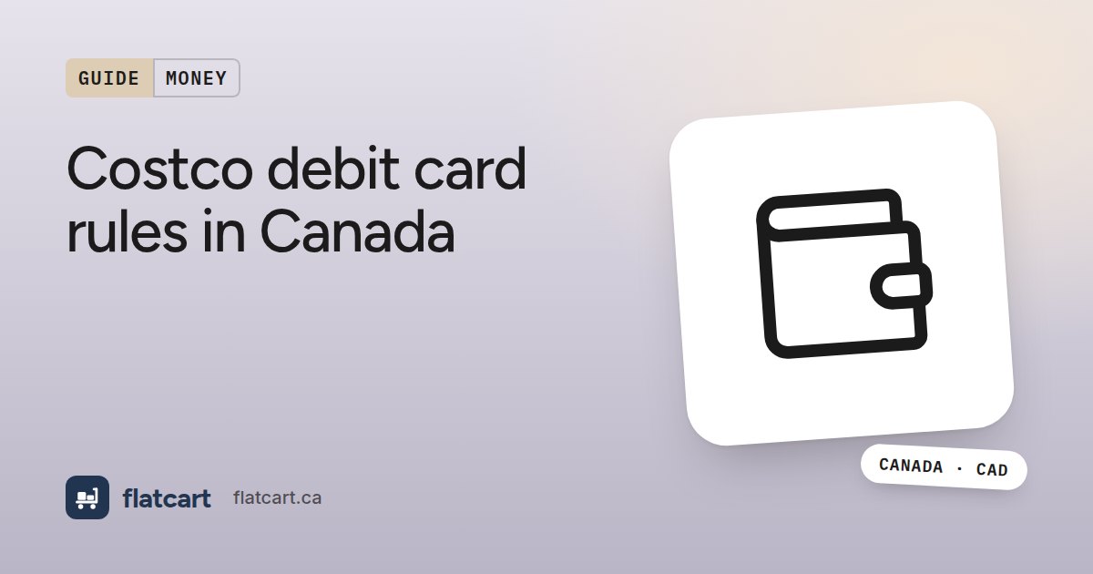 Illustration of a wallet beside the title "Costco debit card rules in Canada"