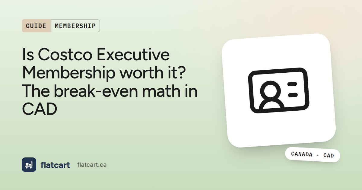 Illustration of a membership card beside the title "Is Costco Executive Membership worth it? The break-even math in CAD"