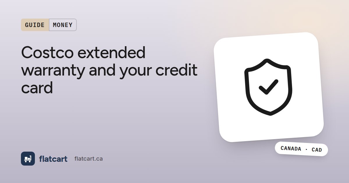 Illustration of a shield with a check mark beside the title "Costco extended warranty and your credit card"