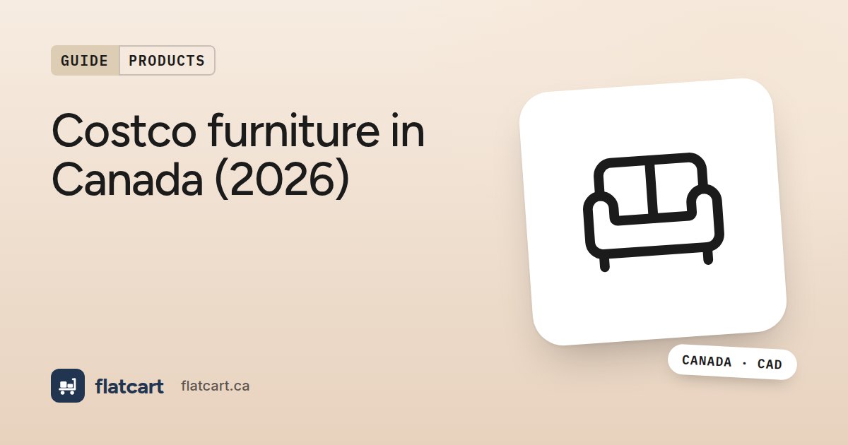 Illustration of a sofa beside the title "Costco furniture in Canada (2026)"
