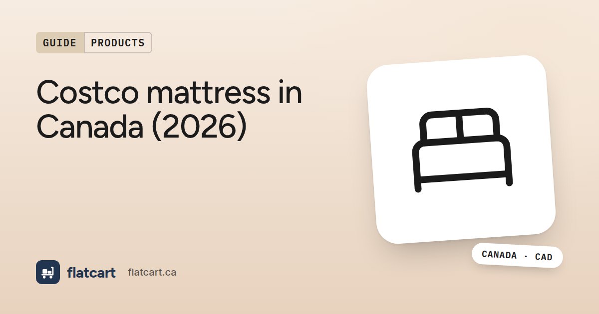 Illustration of a bed beside the title "Costco mattress in Canada (2026)"