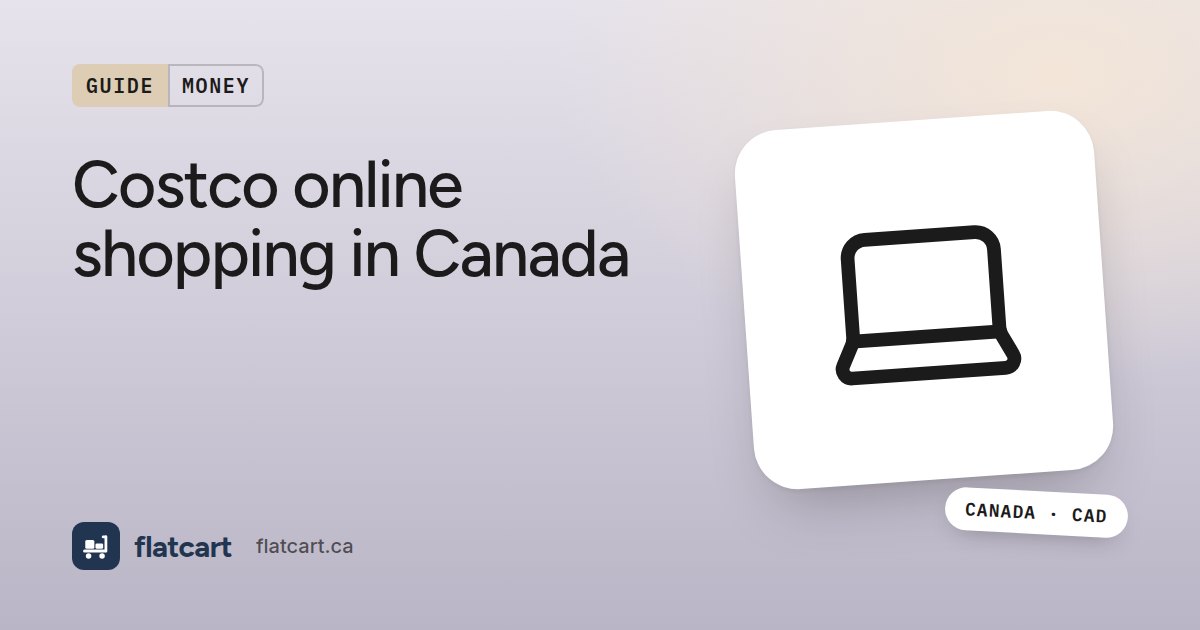 Illustration of a laptop beside the title "Costco online shopping in Canada"