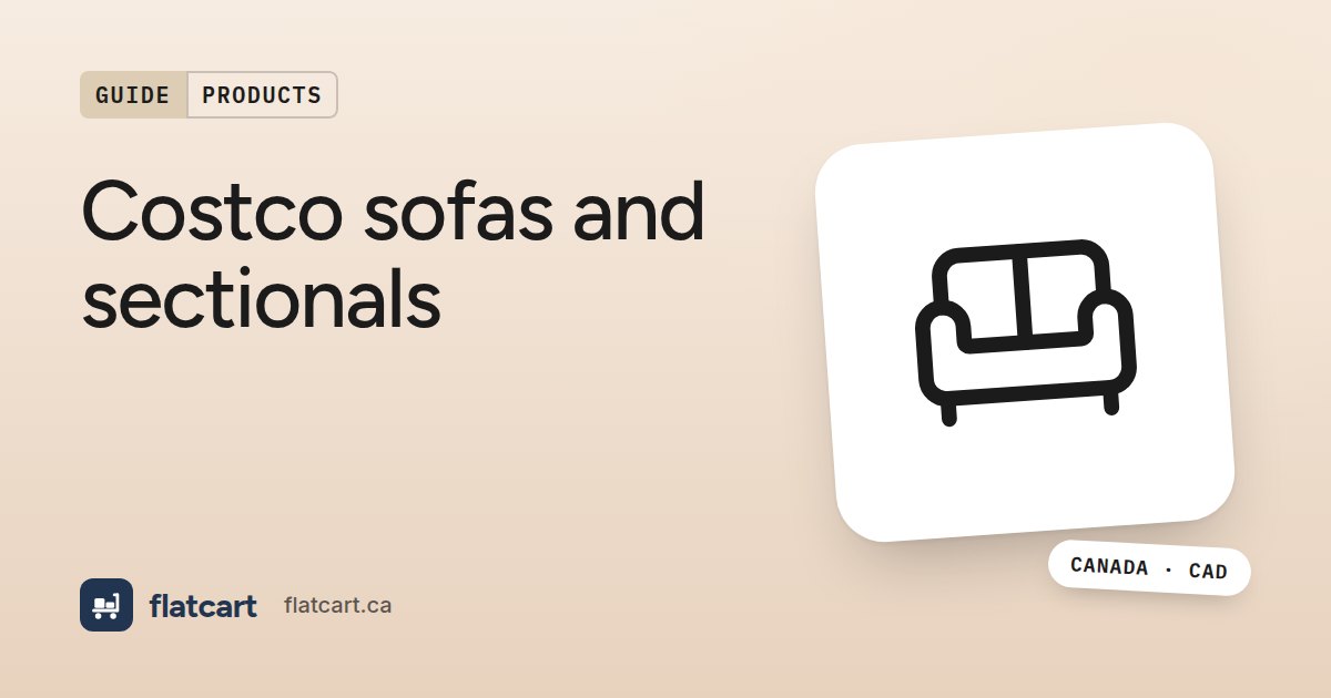 Illustration of a sofa beside the title "Costco sofas and sectionals"