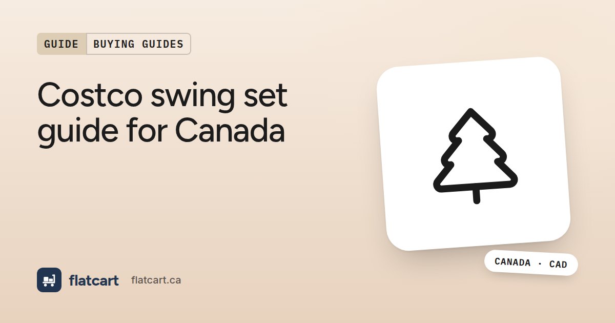 Illustration of a tree beside the title "Costco swing set guide for Canada"