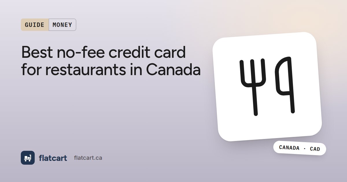 Illustration of a knife and fork beside the title "Best no-fee credit card for restaurants in Canada"