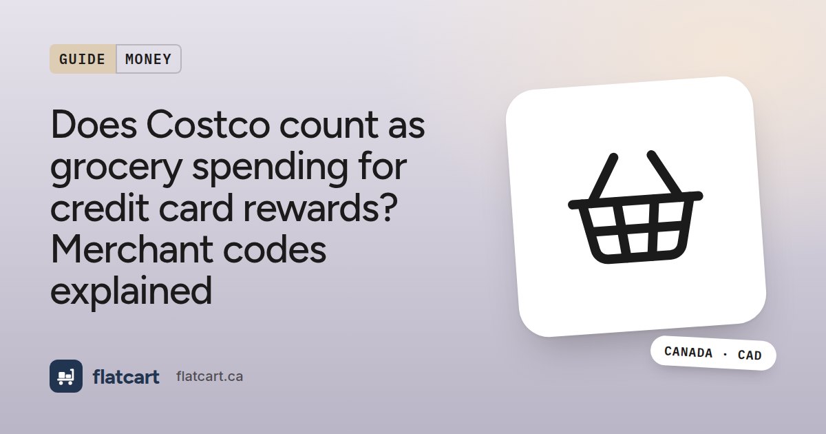 Illustration of a shopping basket beside the title "Does Costco count as grocery spending for credit card rewards? Merchant codes explained"