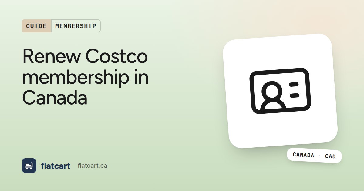 Illustration of a membership card beside the title "Renew Costco membership in Canada"